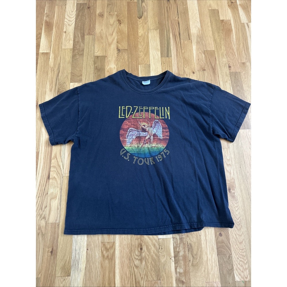 Aithentic‎ Led Zeppelin US Tour 1975 T-Shirt Heavy Cotton Size 3XL